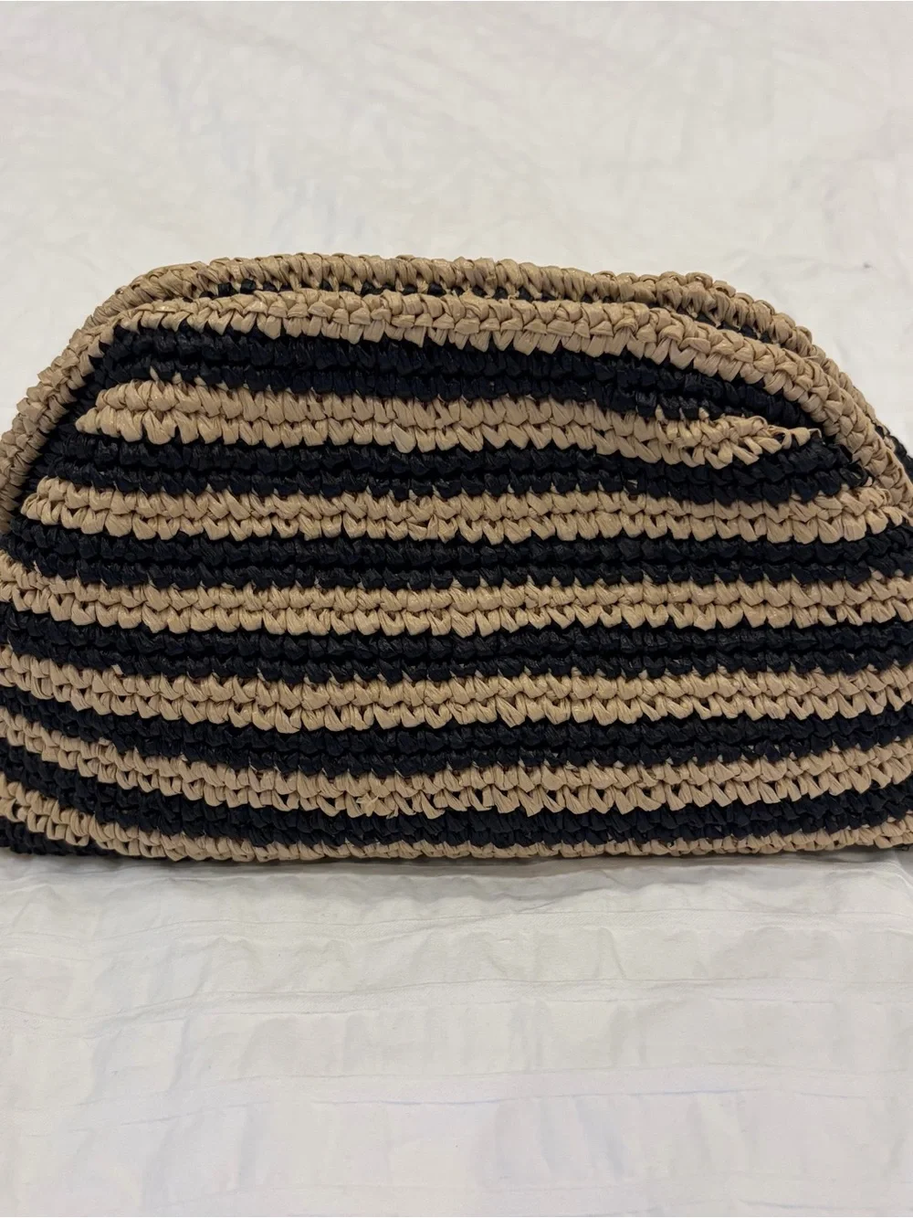 NWT J.Crew Portofino Handknotted Clutch in Stripe - Natural Black - Picture 4 of 5